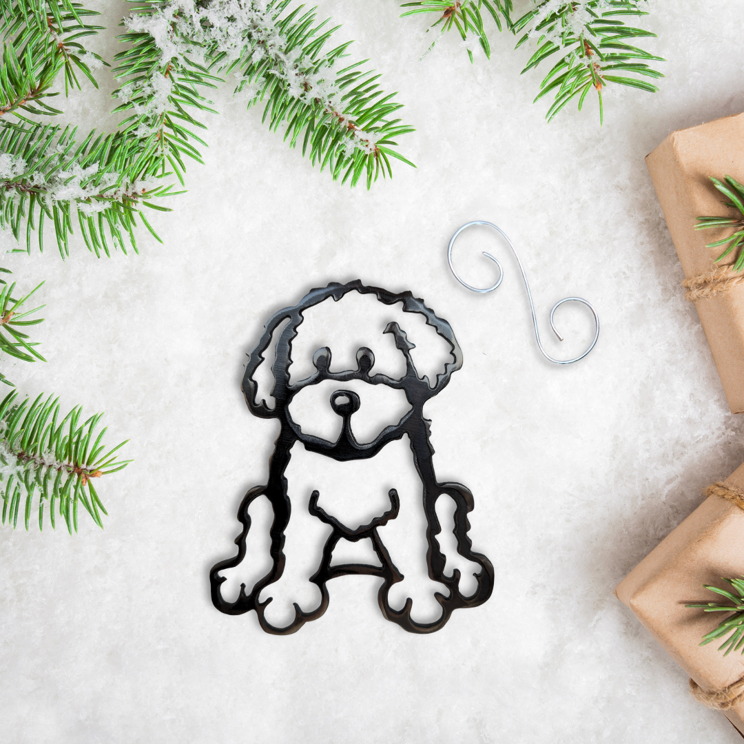 Metal Sitting Goldendoodle Ornament