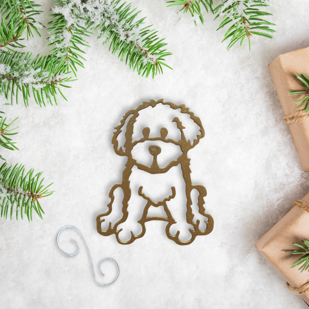 Metal Sitting Goldendoodle Ornament