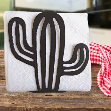 Metal Cactus Napkin Holder or Mail Organizer - Hammered Black image