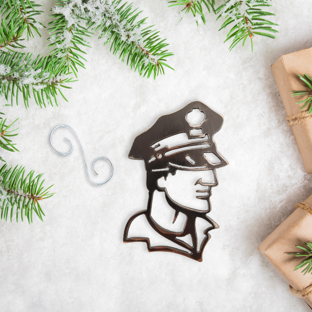 Metal Police Officer Ornament