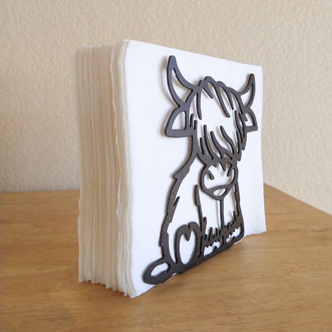Metal Highland Cow Napkin Holder