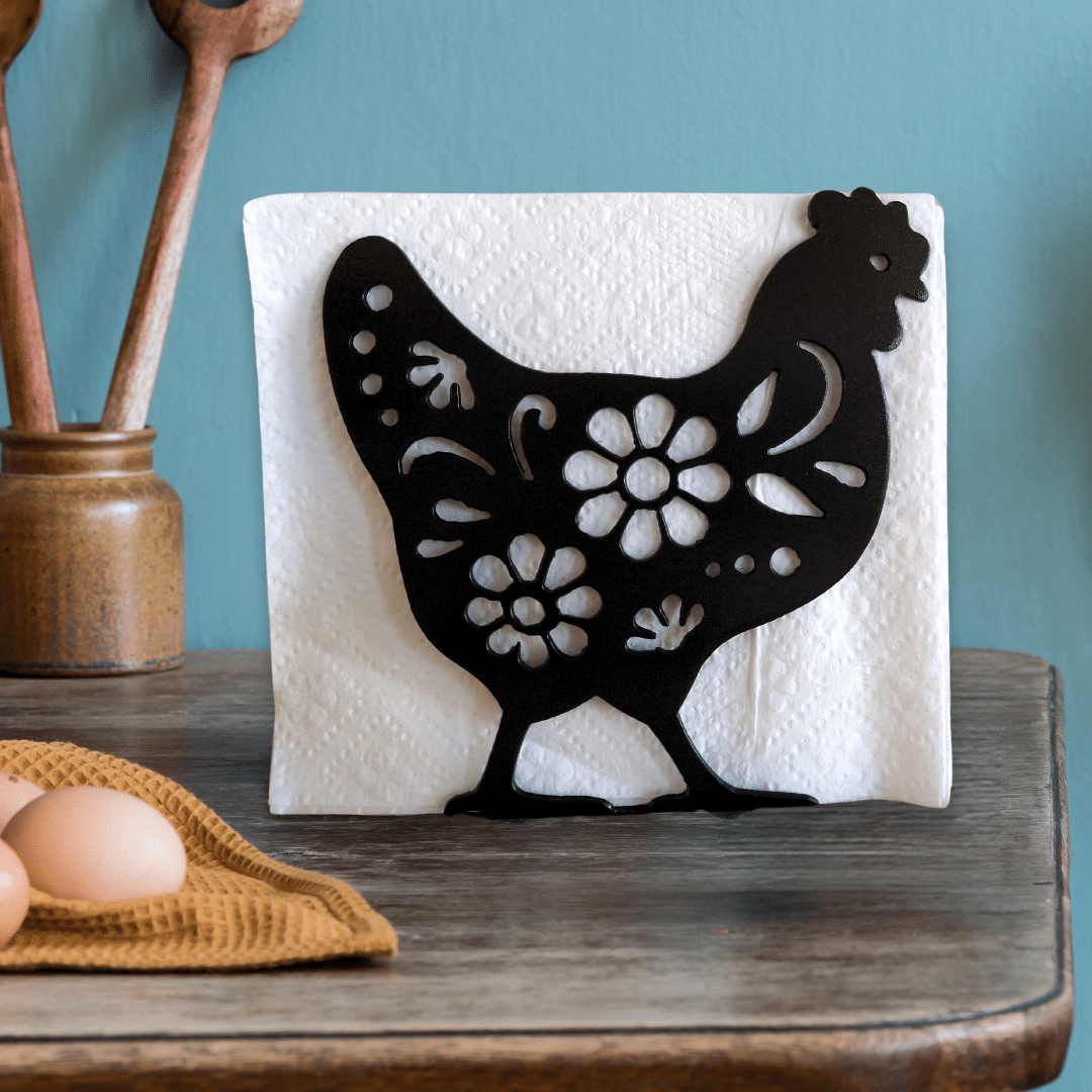 Metal Flower Chicken Napkin Holder or Mail Organizer image 0