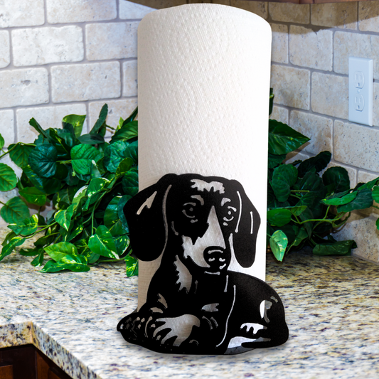 Metal Dachshund Sitting (Short-Hair) Paper Towel Holder