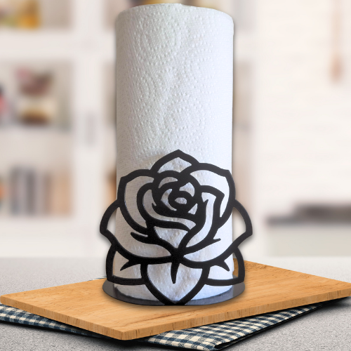 Metal Rose Paper Towel Holder