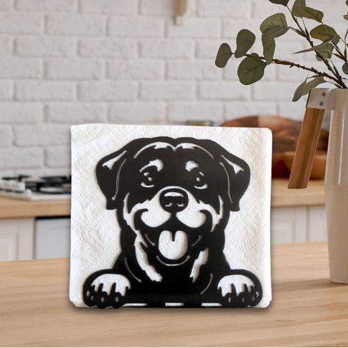Metal Rottweiler Napkin Holder