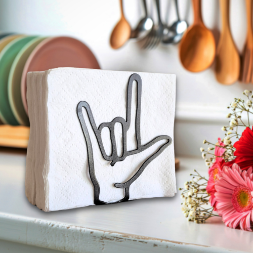 Metal I Love You Hand Napkin Holder