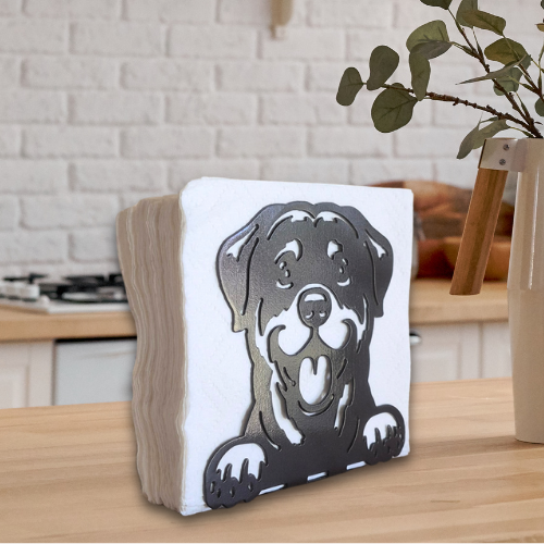 Metal Rottweiler Napkin Holder