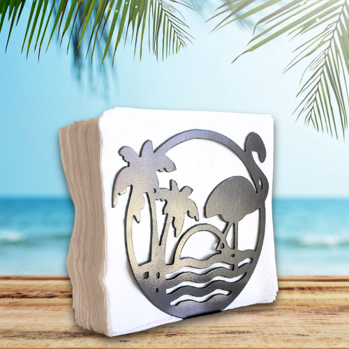Metal Flamingo Napkin Holder