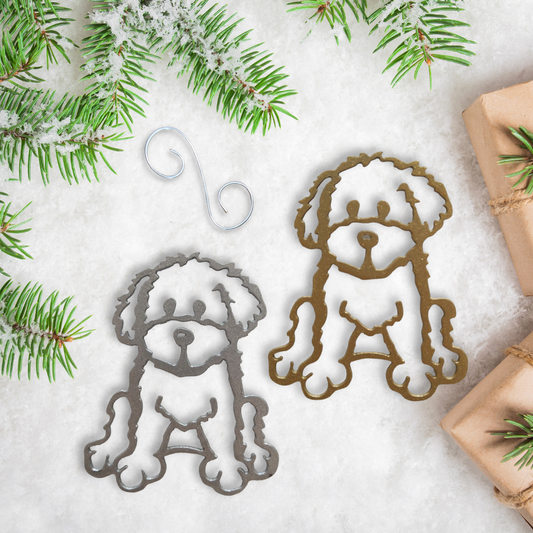 Metal Sitting Goldendoodle Ornament