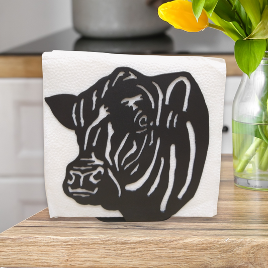 Metal Angus Bull Napkin Holder