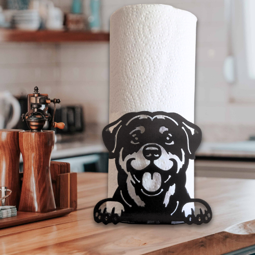 Metal Rottweiler Paper Towel Holder