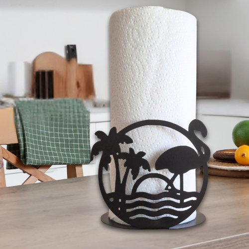 Metal Flamingo Paper Towel Holder