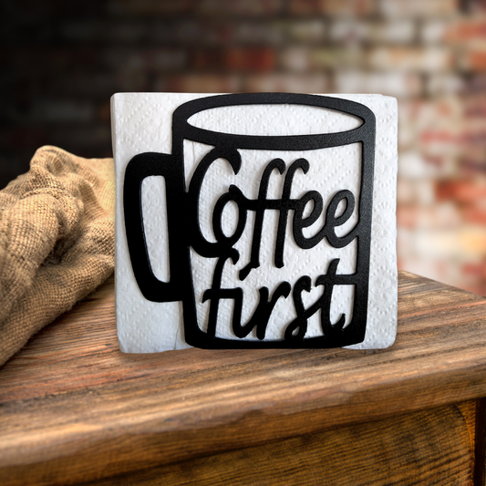 Metal Coffee First Napkin Holder or Mail Organizer image 0