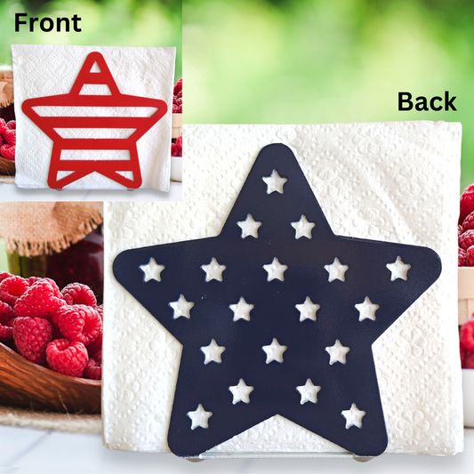 Metal Patriotic Star With Stars and Stripes Napkin Holder or Mail Organizer image 0