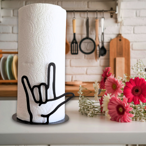 Metal I Love You Hand Paper Towel Holder