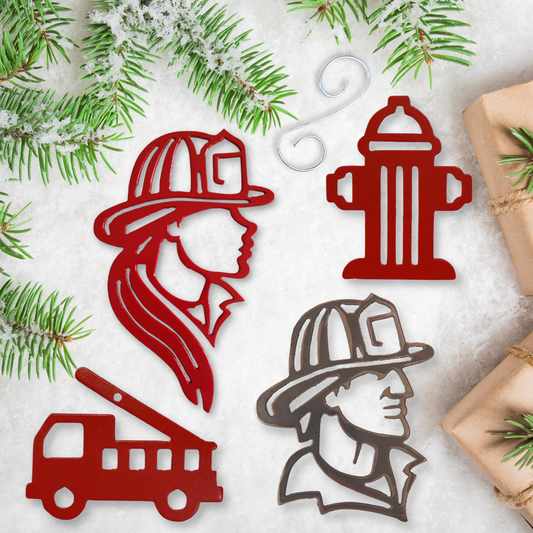 Metal Fire Department Ornaments