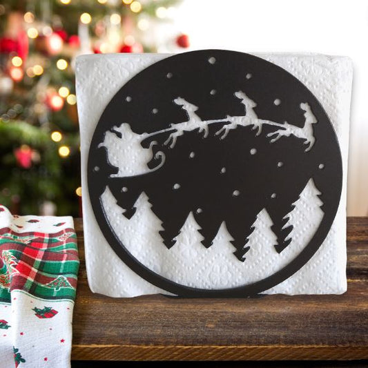 Metal Santa In Sled Napkin Holder or Mail Organizer image 0