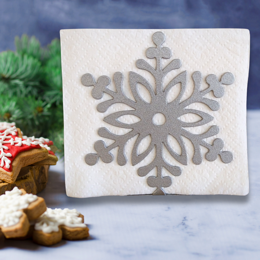 Metal Silver Glitter Snowflake Napkin Holder or Mail Organizer image 0