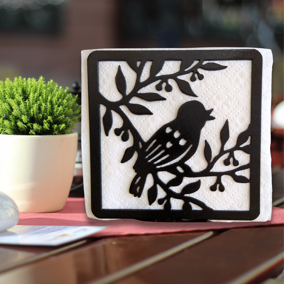 Metal Bird on a Branch Napkin Holder or Mail Organizer image 0