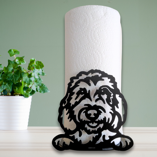 Metal Goldendoodle Peeking Paper Towel Holder image 0