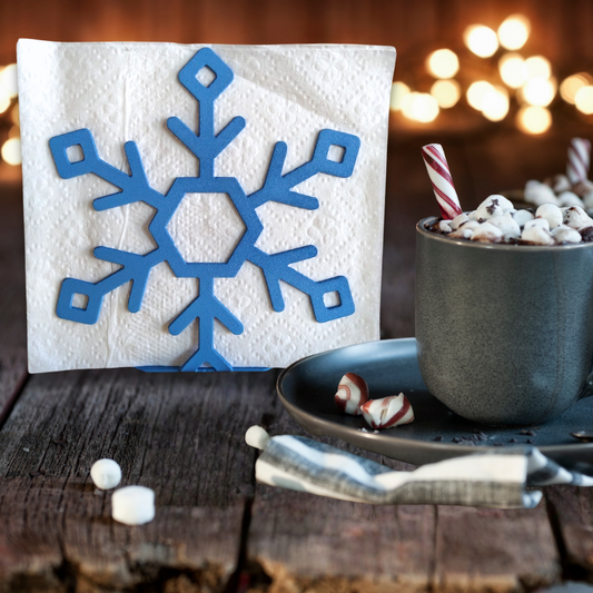 Metal Blue Snowflake Napkin Holder or Mail Organizer image 0